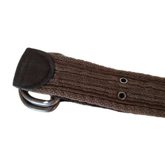 GREEN WOVEN BELT WITH LEATHER - Picture 3 of 7